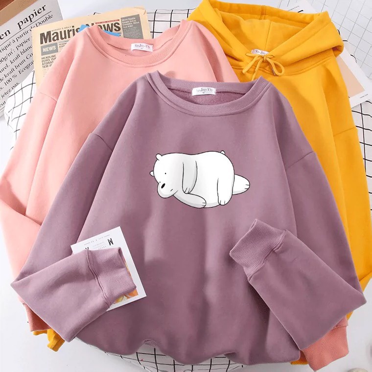 Áo Nỉ Gấu nằm nghiêng đầu, Áo nỉ Unisex from rộng, Chất nỉ ấm mặc không xù, thiết kế phong cách - MODY