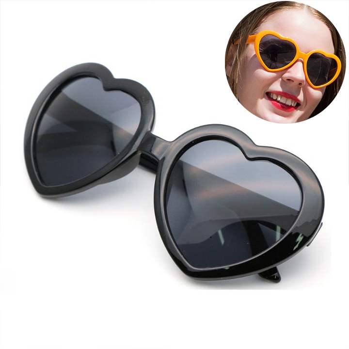 Kính Mát Râm Đen Thời Trang Unisex Hiệu Ứng Trái Tim Độc Đáo Khi Đi Buổi Tối