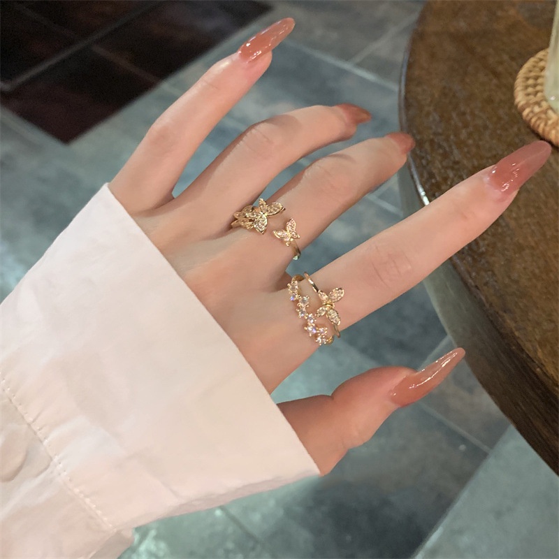 Nhẫn Đeo Tay Kim Loại Hình Nơ Đính Đá Thời Trang Nữ