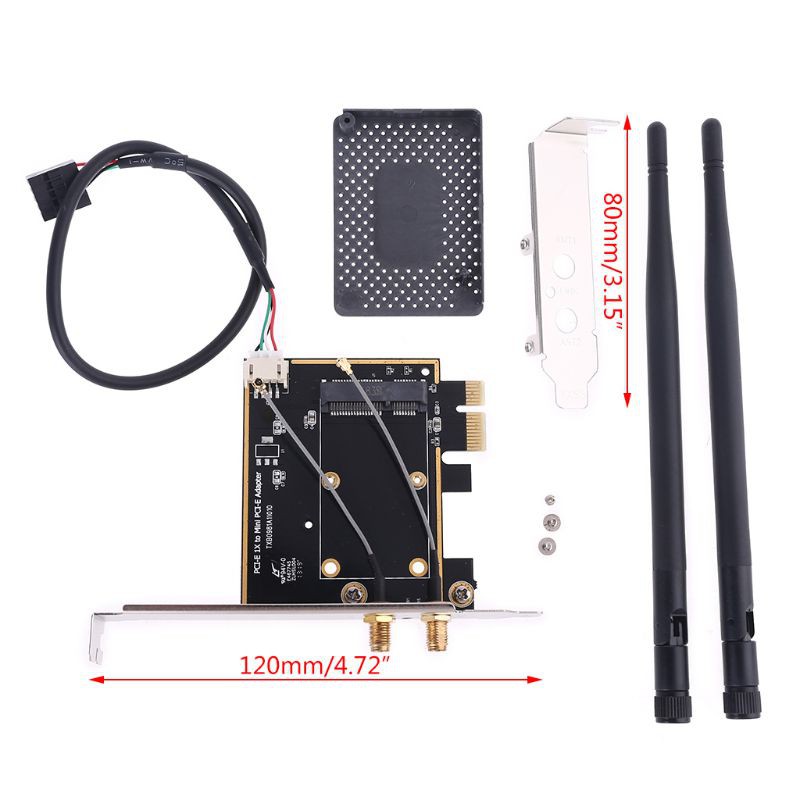 Card Wifi Pci-E 1x Sang Mini Pci-E 1x Hỗ Trợ Bluetooth