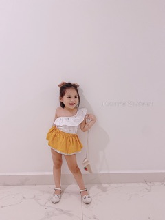 Set áo Crop Top + Quần váy Linen Mặc 2 Kiểu