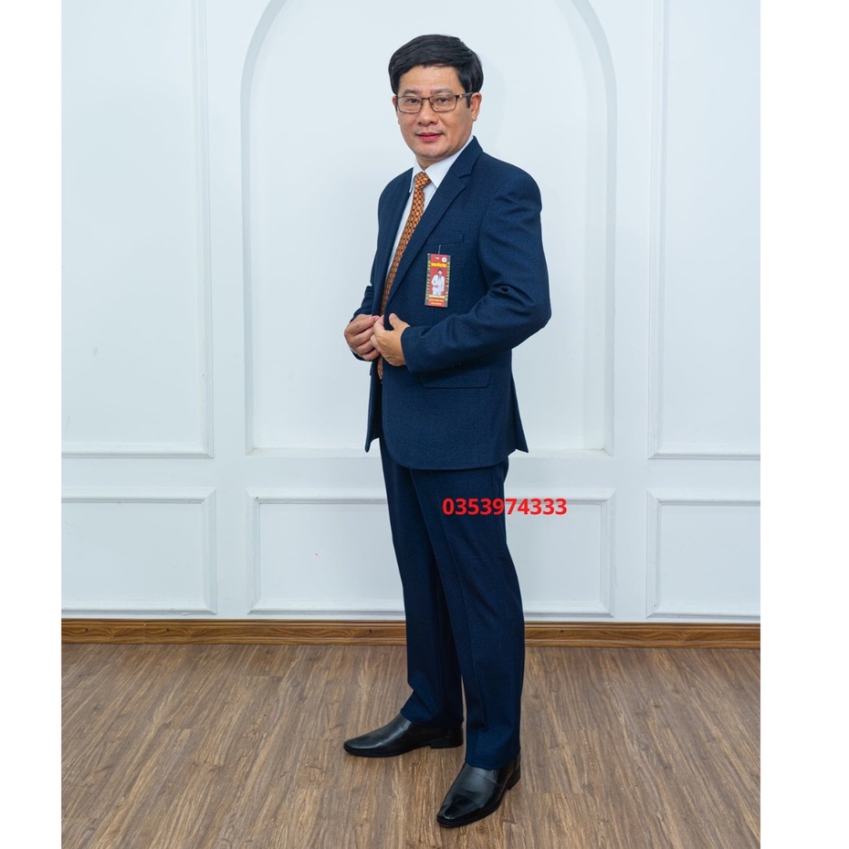 Bộ Vest Nam Trung Niên.vest Trung Tuổi dáng suông hai khuy