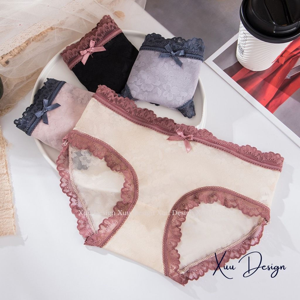 Quần lót nữ ren sexy Wexuu Design, quần lót ren hoa gợi cảm chất liệu ren cao cấp thoáng khí - QC44