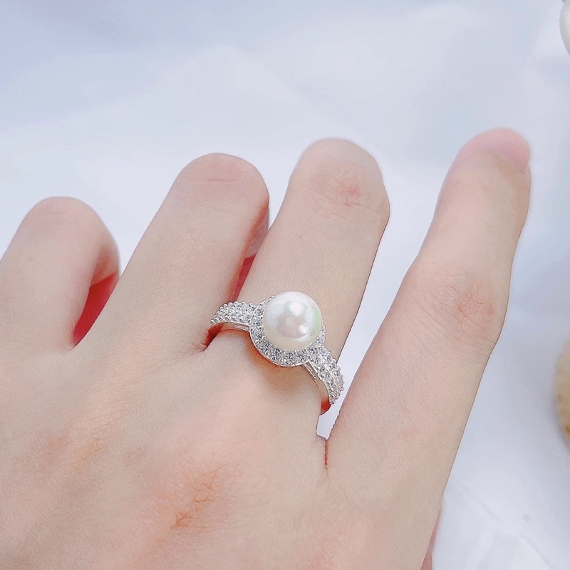 Nhẫn nữ gắn trai thân 2 hàng đá dày dặn , sáng bóng - Vàng bạc Khải Khải