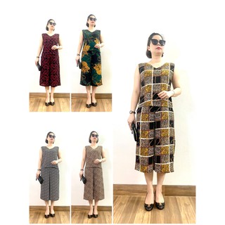 Đồ Bộ trung niên ngố nữ lụa hàn châu cao cấp sát nách - thời trang quý bà - mịn mát