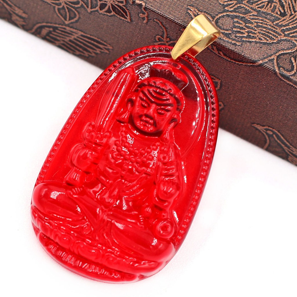 Vòng cổ Mặt Phật Bất động minh vương Pha lê đỏ 3 cm MVFLOA1 - Hộ mệnh tuổi Dậu