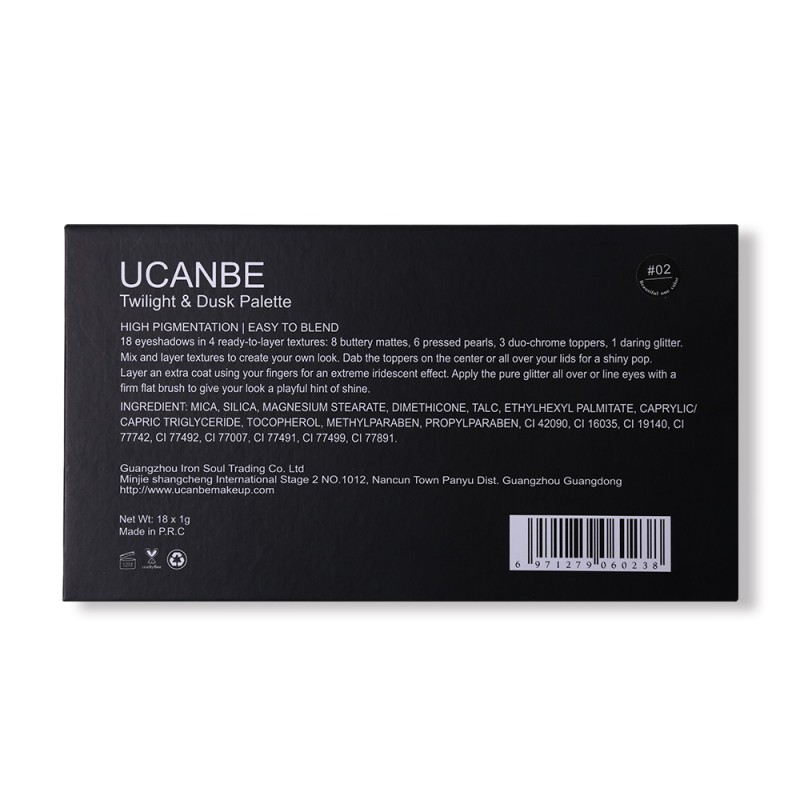 Bảng phấn mắt UCANBE 18 màu lì lấp lánh tự nhiên lâu trôi