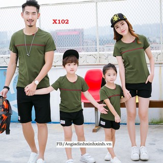 Áo phông Coton 100% cao cấp xanh rêu kẻ ngang