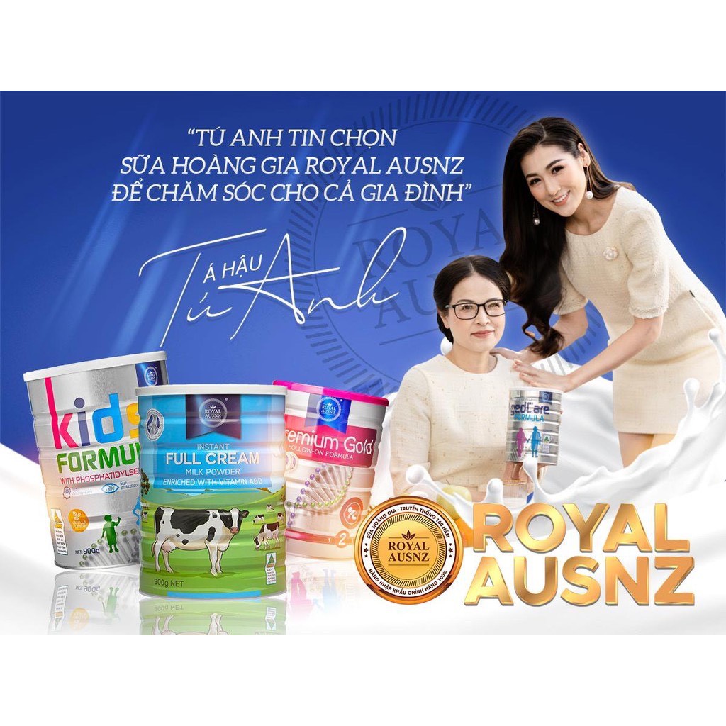 Sữa Hoàng Gia Úc Royal Ausnz - Sữa Bột Nguyên Kem Full Cream Milk Powder bổ sung Vitamin A&D hộp 900gr