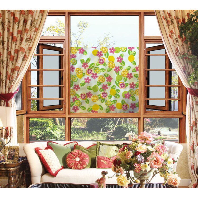 Decal dánh kính Cao Cấp - Hoa Lá Chanh