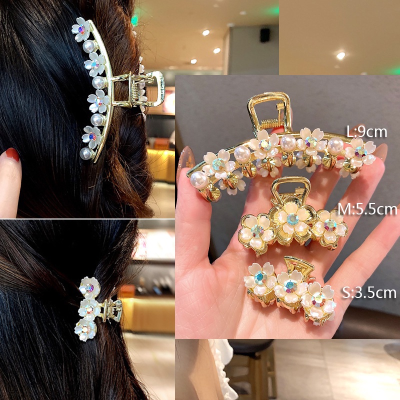 Kẹp Tóc Hình Hoa Lưng Đính Ngọc Trai Cao Cấp Kiểu Pháp 2022 Cho Nữ