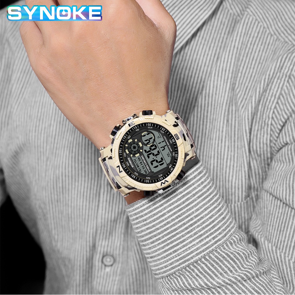 Đồng hồ điện tử thể thao thời trang trang nam cá tính dây nhựa cao cấp SYNOKE PKHRSNK013 (53 mm)