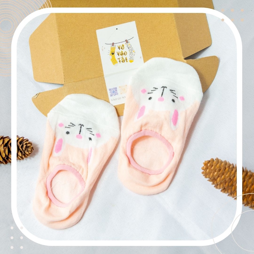 TẤT VỚ LƯỜI NỮ HOẠT HÌNH TRẮNG HỒNG