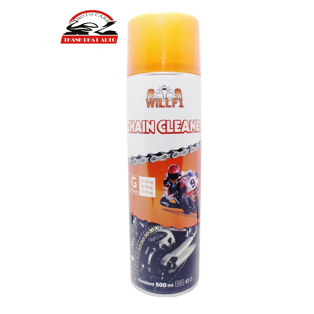 Chai xịt rửa sên xe máy/ moto WILLF1 Chain Cleaner 500ml Tặng kèm bàn chải vệ sinh sên 3D