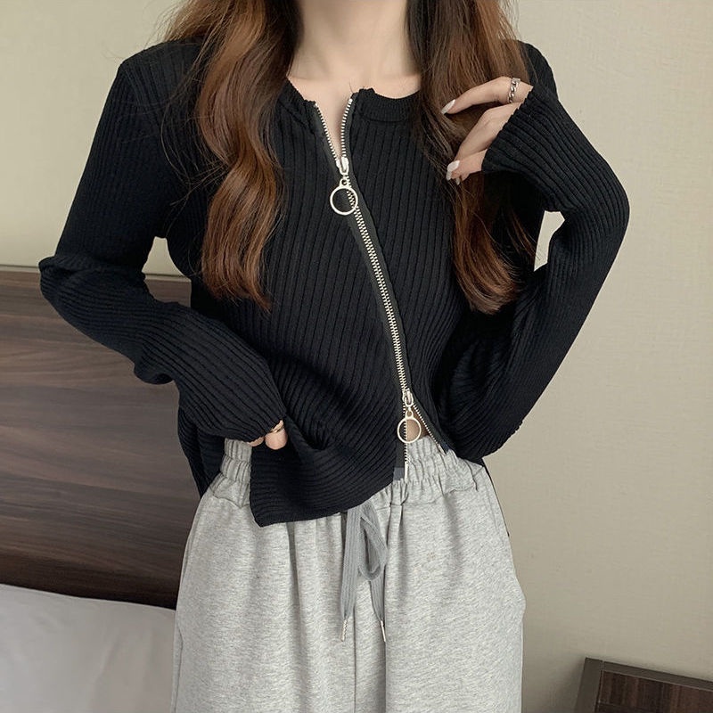 Áo cardigan Dệt Kim Tay Dài Dáng Ôm Có Khóa Kéo Thời Trang Cho Nữ NZ-MY-01