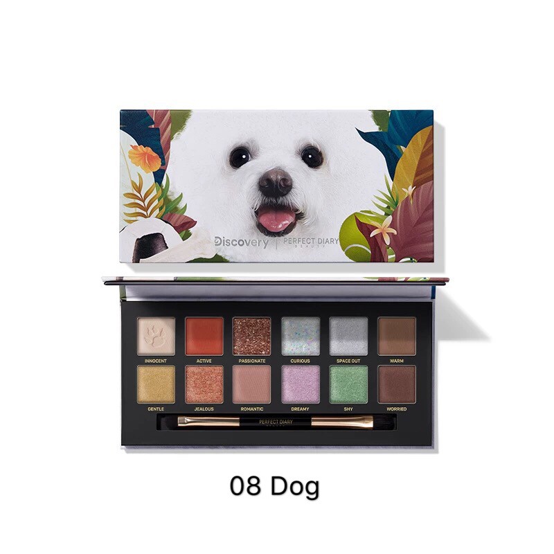 PERFECT DIARY - Bảng phấn mắt 12 màu động vật  Explorer Eyeshadow Palette kèm cọ hot hit Tiktok cá Koi Hổ Cún PFDR04