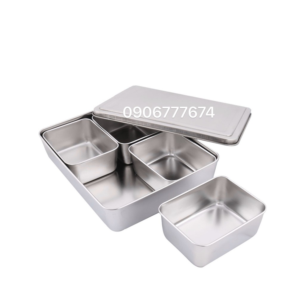 Khay Gia Vị Inox Có Nắp