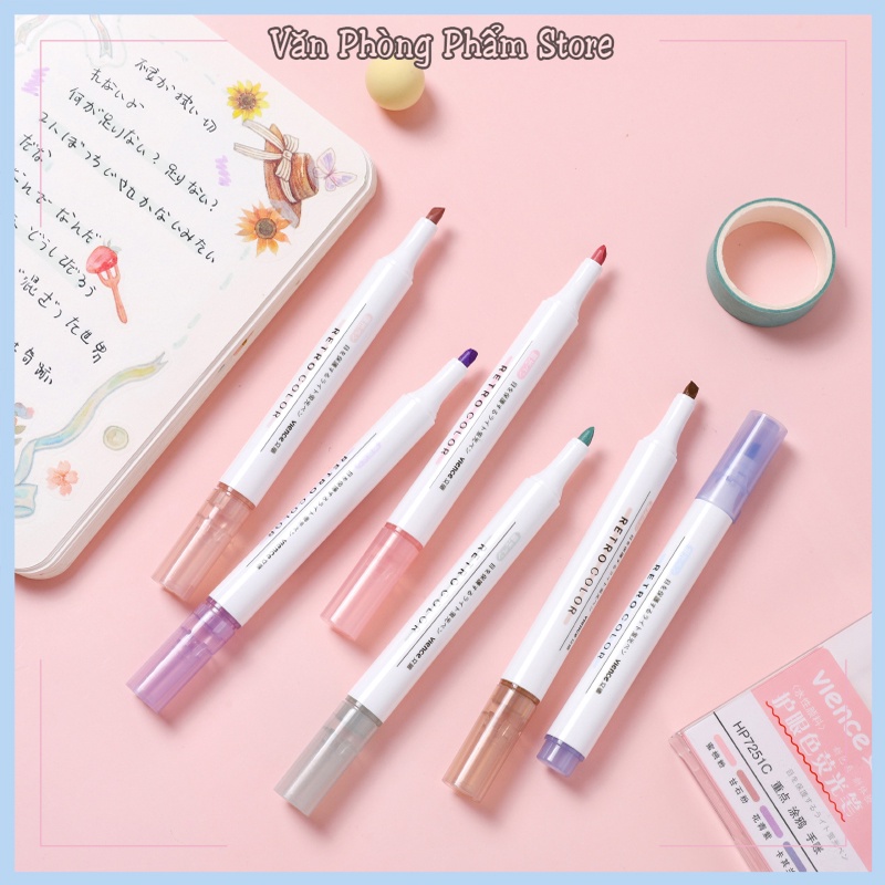 Bút dạ quang highlight 6 màu pastel , bút nhớ dòng đánh dấu cute