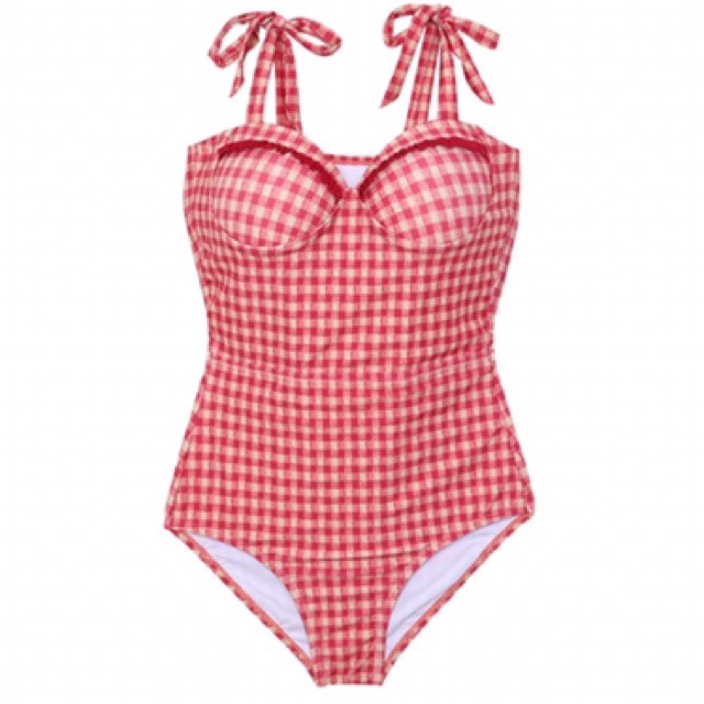 Bikini bộ đồ bơi nữ liền thân kẻ sọc hồng