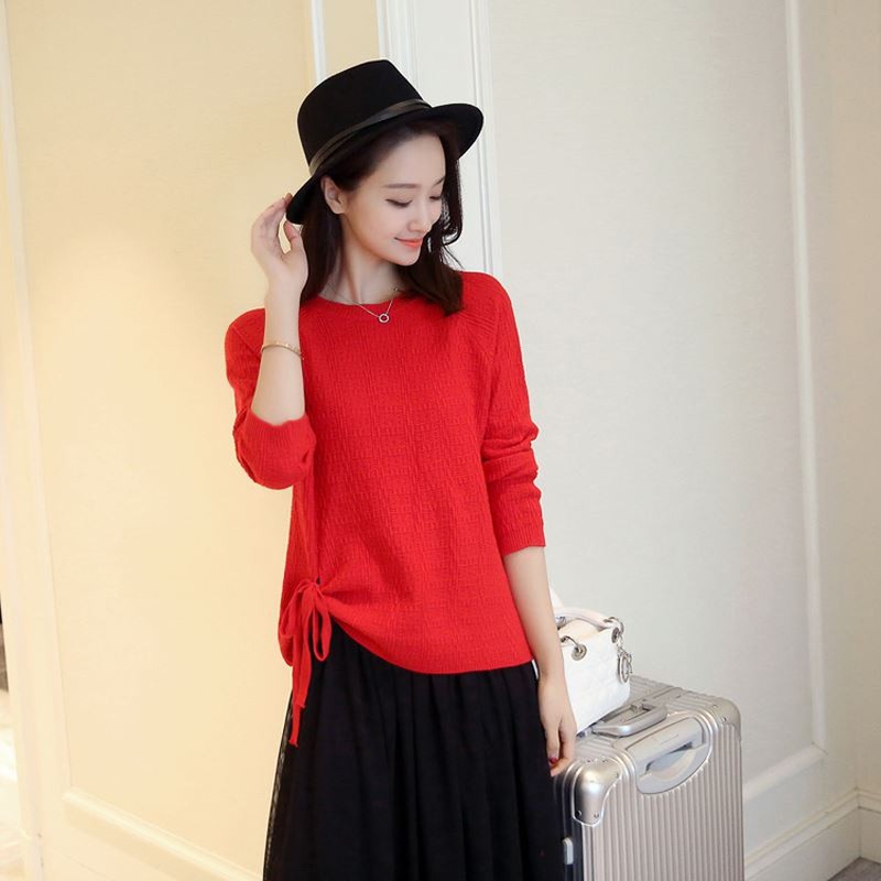 Áo len nữ Hàn quốc  kèm dây cột nơ xinh xắn A16