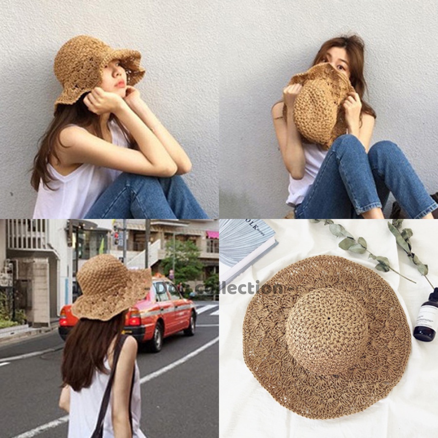 [NowShip2h] Nón Cói (Mũ Cói) Trơn Mềm Vành Rộng Chống Nắng Đi Biển - Mã NC026