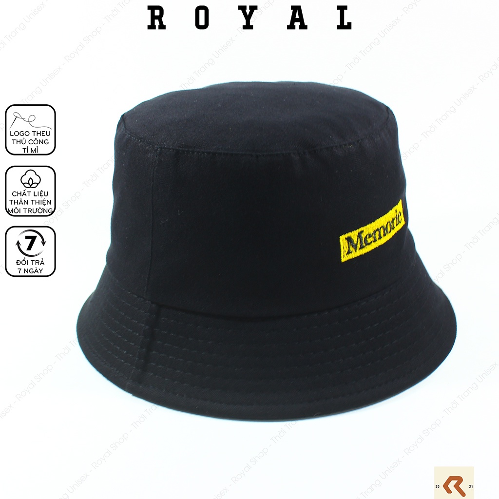 Mũ Bucket Nón Bucket Tai Bèo Vành Cụp Nam Nữ Hàn Quốc MEMORIE Đen Vải Kaki Unisex - Royal Caps