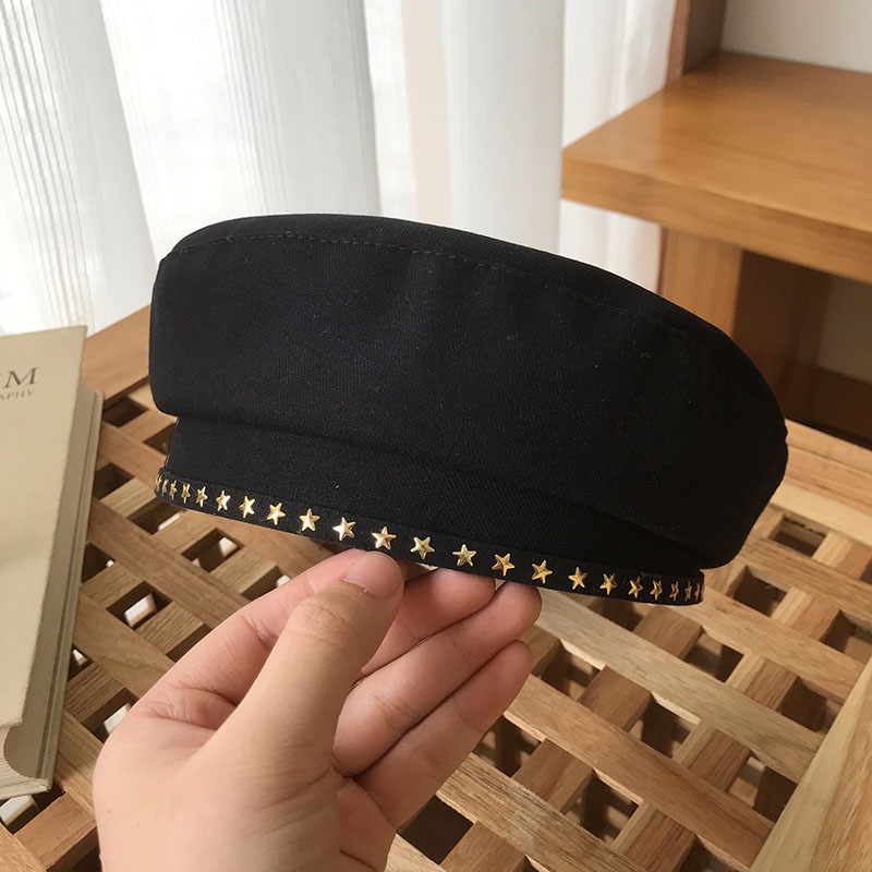 Mộc® Mũ nồi da PU đính ngôi sao phong cách Super Star