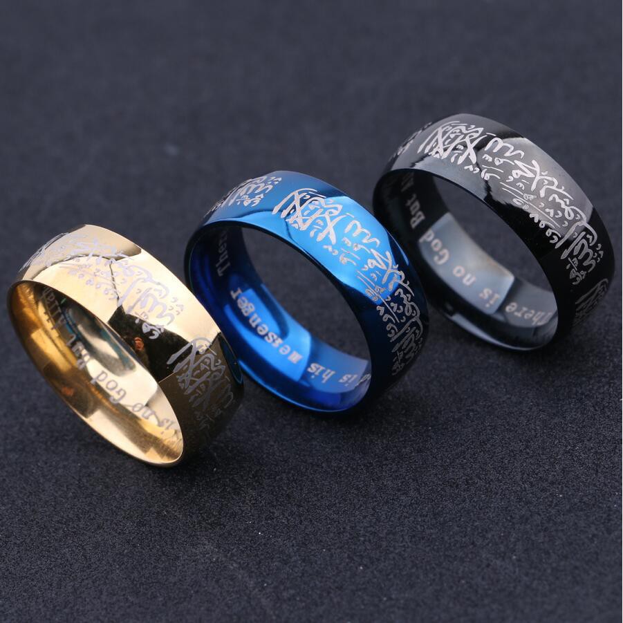 LRC Nhẫn Hồi giáo Rafaz Nhẫn thép titan đơn giản cho nam và nữ