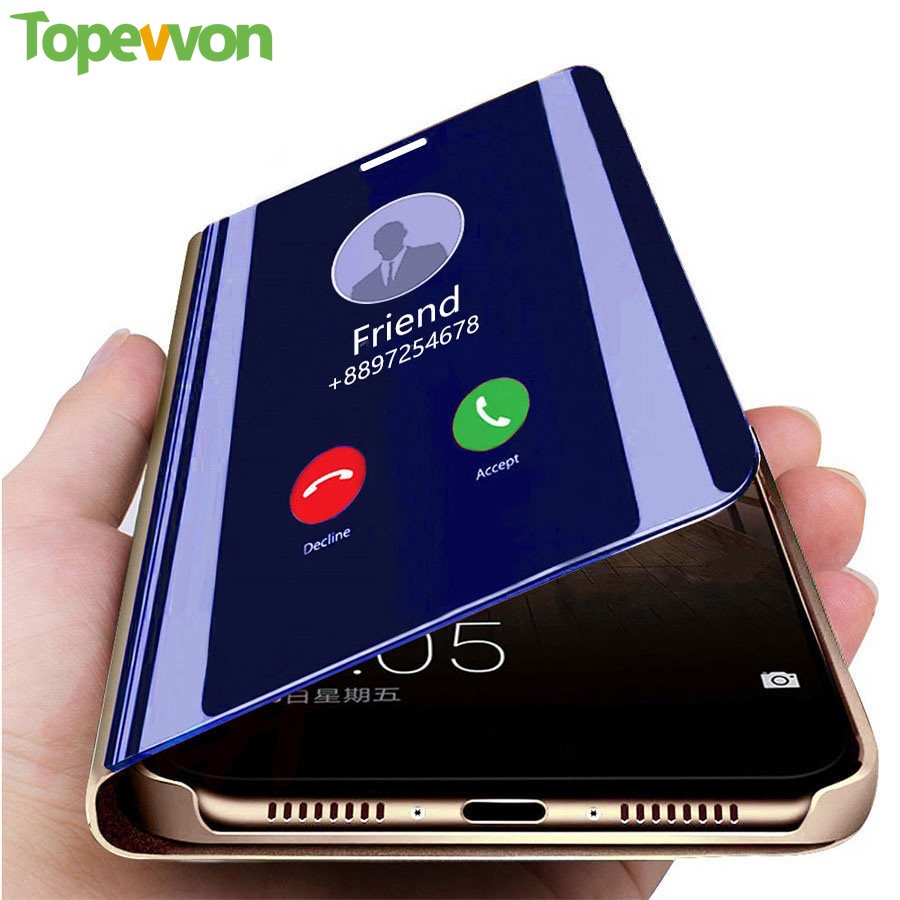 Ốp Điện Thoại Topewon Mặt Gương Trong Suốt Thông Minh Kiểu Nắp Gập Đứng Cho Samsung Galaxy Note 20 Ultra
