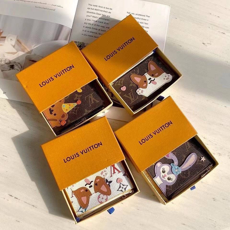 Ví da ngắn đựng thẻ lv có khóa kéo thích hợp cho nữ