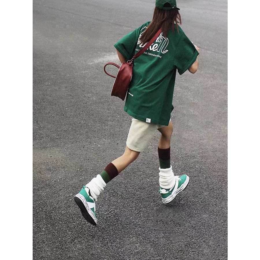 Áo thun tay ngắn dáng rộng in chữ thời trang Hàn Quốc