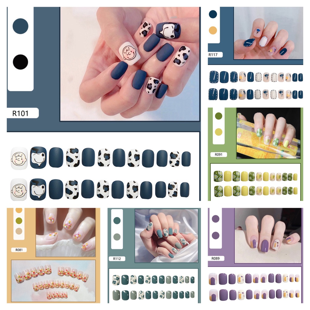 Móng Giả / Set 24 Móng Tay Giả Kèm Keo Dán Móng