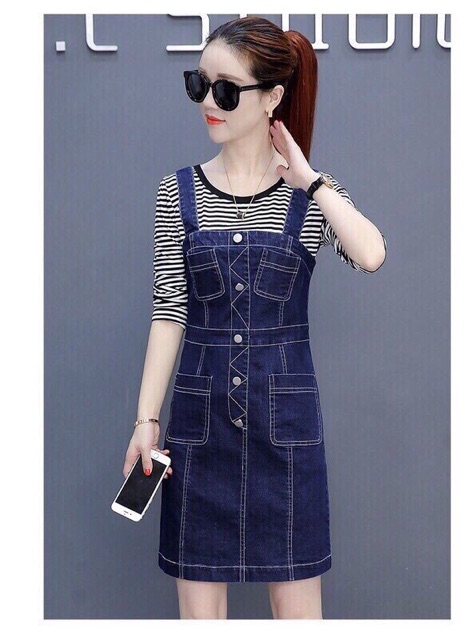 Yếm jean thời trang phong cách trẻ trung 2 dây freesize