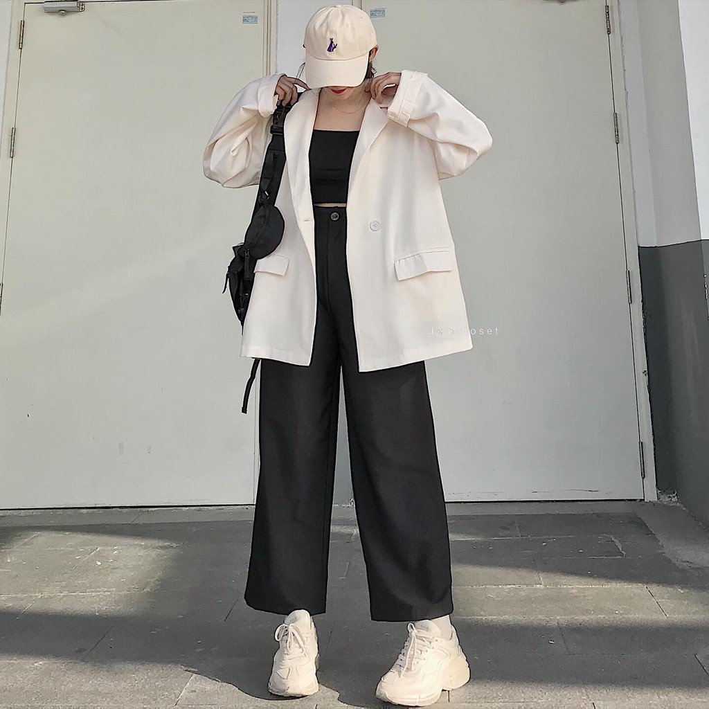 Quần Vải Ống Suông JEM CLOSET Thiết Kế Basic Quần Dài Nữ Ống Rộng CLASSIC Chất Tây Mịn Mát Lên Form Dáng Siêu Xinh 2434