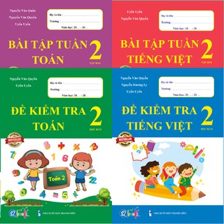 Sách - Combo Bài Tập Tuần và Đề Kiểm Tra Toán và Tiếng Việt 2 - Học Kì 2 (4 cuốn)