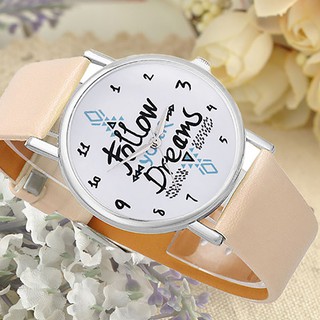 Đồng hồ đeo tay dây giả da mặt tròn in chữ dễ thương cho bé gái