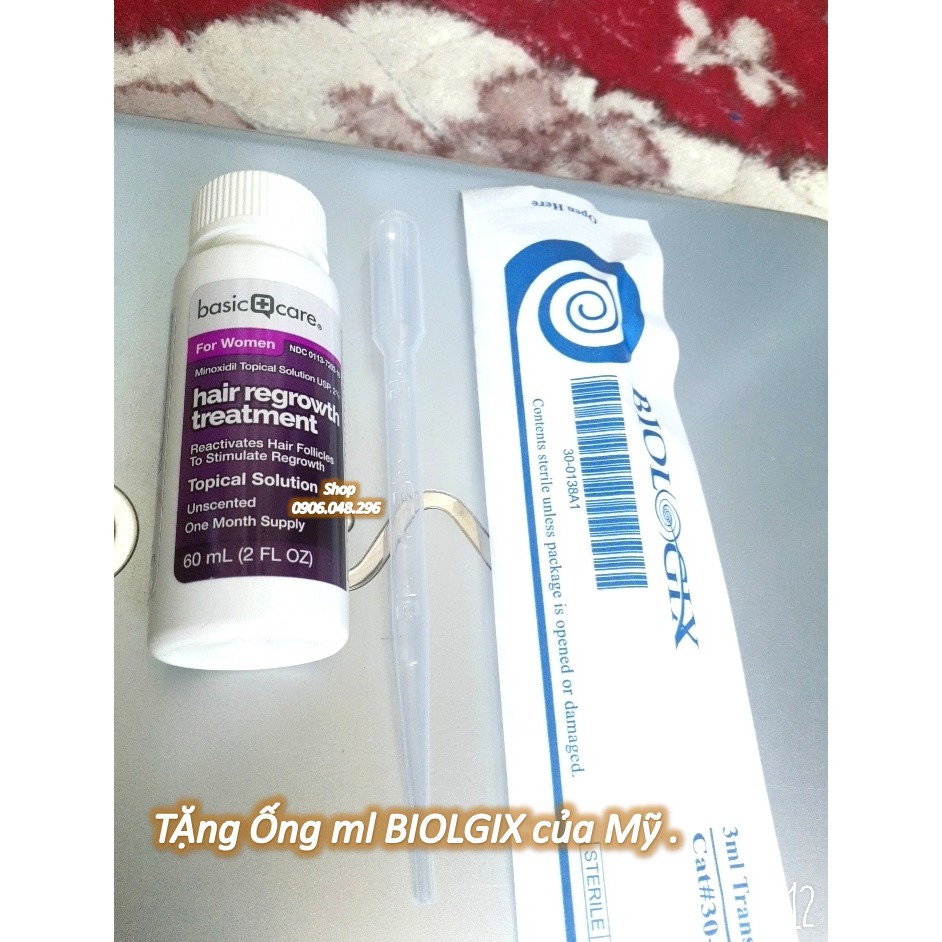 Minoxidil 2% Basic Care USA ( Dành cho Nữ ) dung dịch thoa  Mọc tóc, chân mày ... Hãng Basic nổi tiếng của Mỹ - 1 Chai .