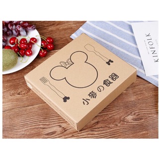 Khay ăn Mickey lúa mạch kèm thìa dĩa