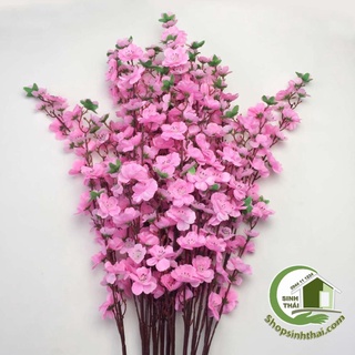 Cành hoa mai, hoa đào giả màu vàng, hồng, cành lớn dài 100cm