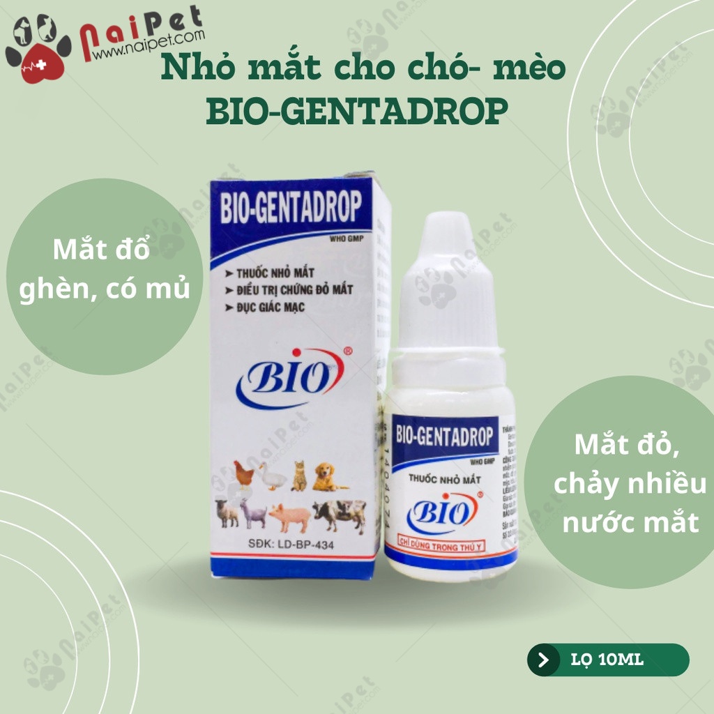 Nước Nhỏ Mắt Bio Gentadrop 10ml Cho Thú Cưng Chó Mèo