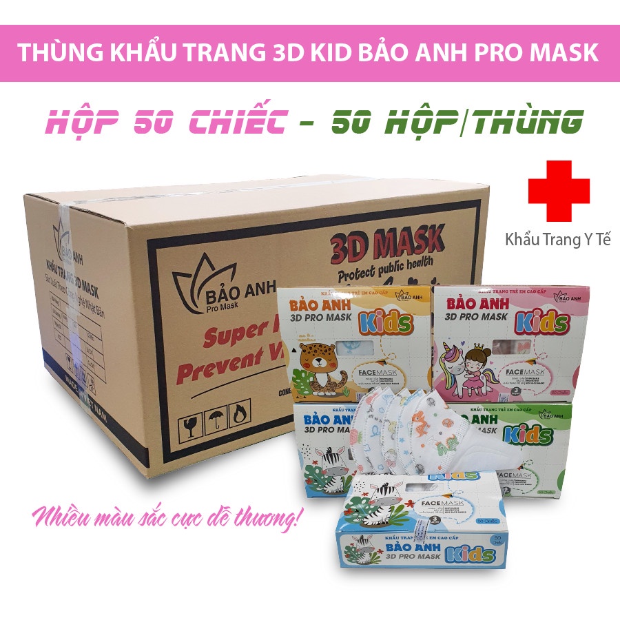 Khẩu trang trẻ em 3D Mask KIDS 1 hộp 50 chiếc chính hãng Bảo Anh giá xưởng