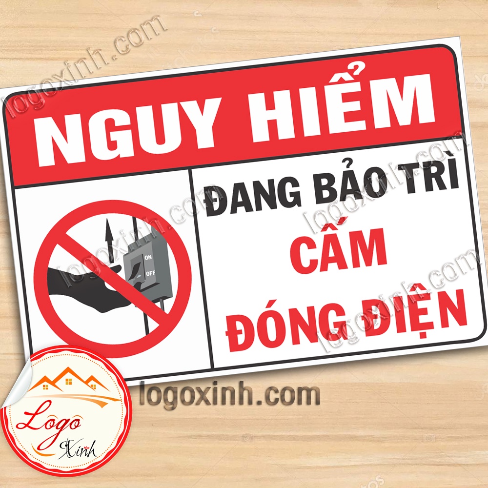 LOGO TEM STICKER CẢNH BÁO NGUY HIỂM ĐANG BẢO TRÌ KHÔNG ĐÓNG ĐIỆN - DO NOT SWITCH ON WHEN MAINTENANCE MAINTENING
