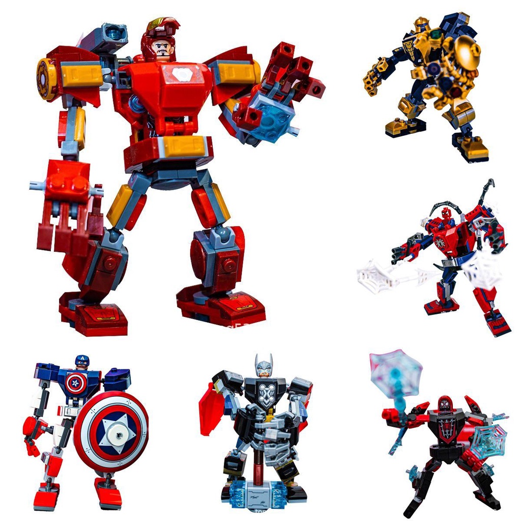 Mô Hình Đồ Chơi Lắp Ráp Nhân Vật Siêu Anh Hùng Marvel Spiderman Peter Parker Captain America Hulk Iron Man Thanos Miles Morales