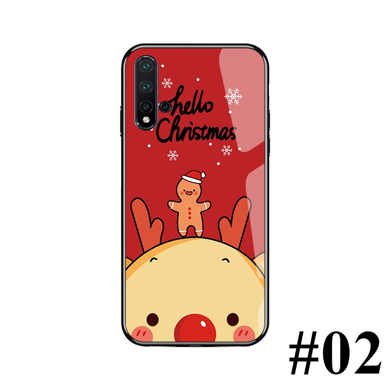 Ốp lưng OPPO A12 A12E A52 A72 A92 A9 A5 2020 Case Cartoon Red Christmas Elk Tempered Glass Cover Ốp OPPO A31 A5S A7S F11 Pro f7 F9 F1s A83 Protection Phone casing Bao da