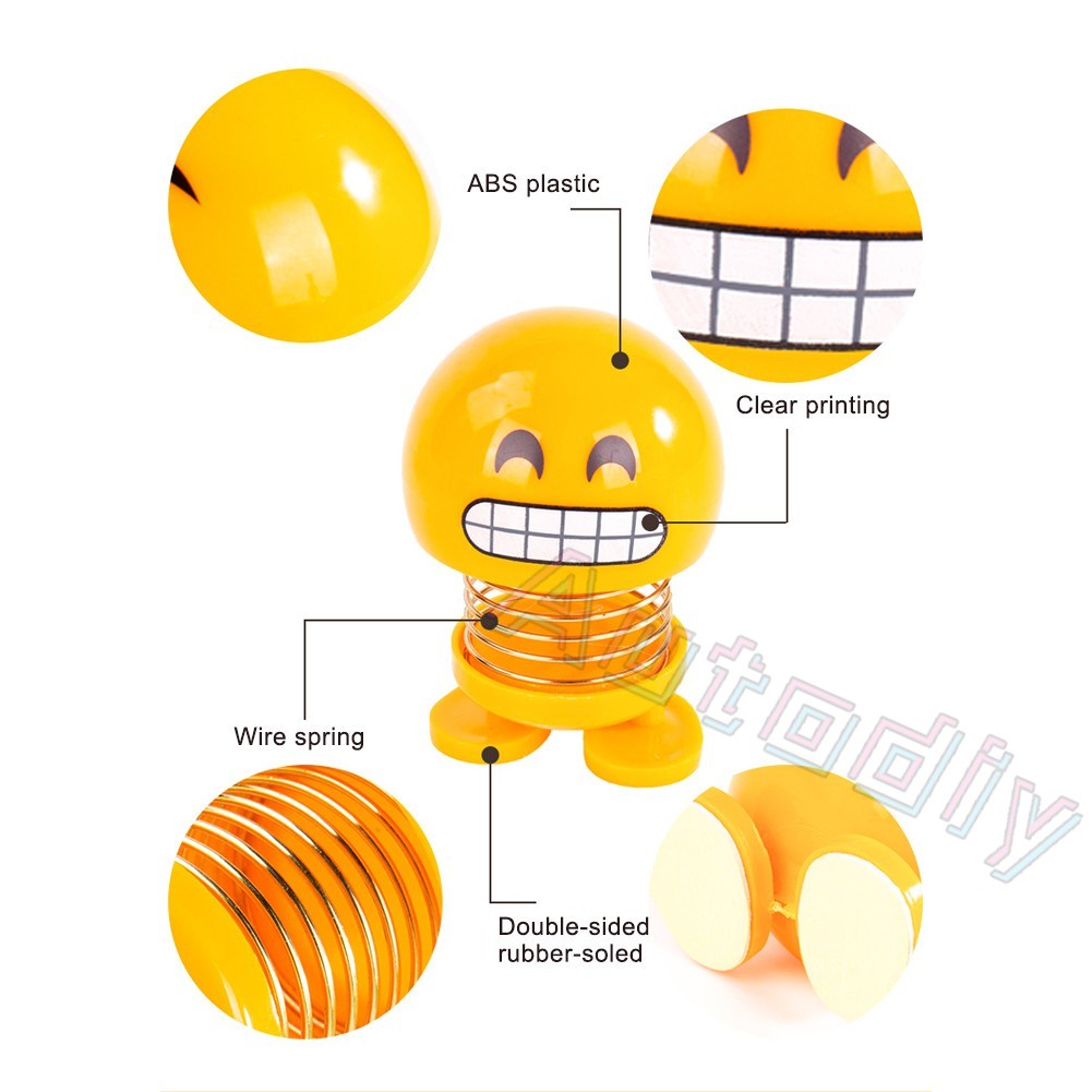 Bộ 4 Búp Bê Lắc Đầu Hình Mặt Cười Dễ Thương Dùng Trang Trí Nội Thất Xe Hơi
