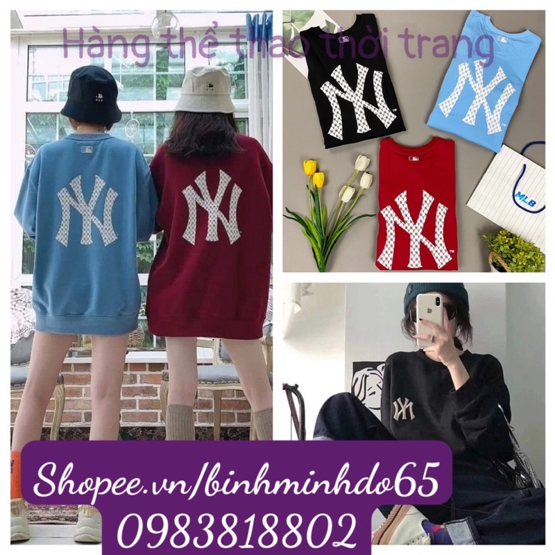 Hoodies dài tay NY đủ màu Áo dài tay thu đông nỉ da cá FULL TAG