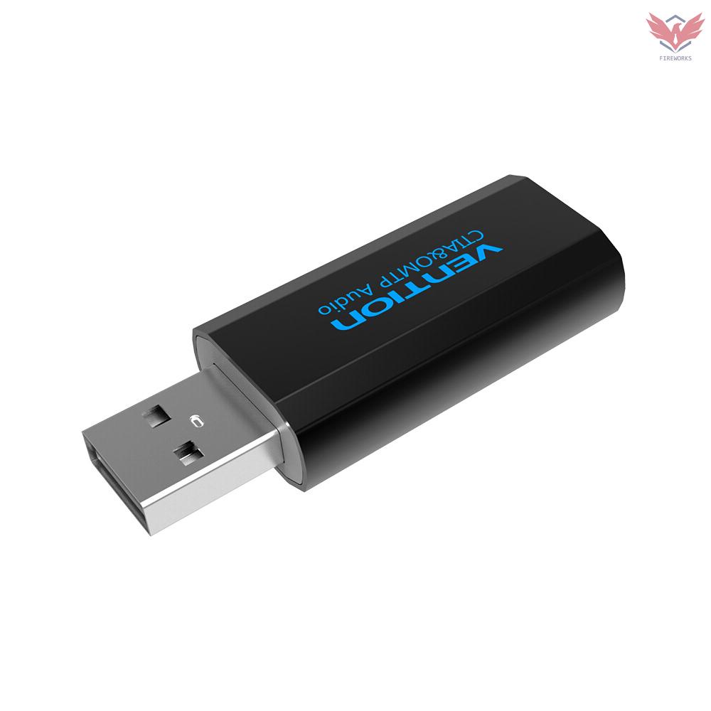 VENTION Thẻ Âm Thanh Ngoài Usb Với Giắc Cắm 3.5mm Cho Pc Laptop Ps4 Đen