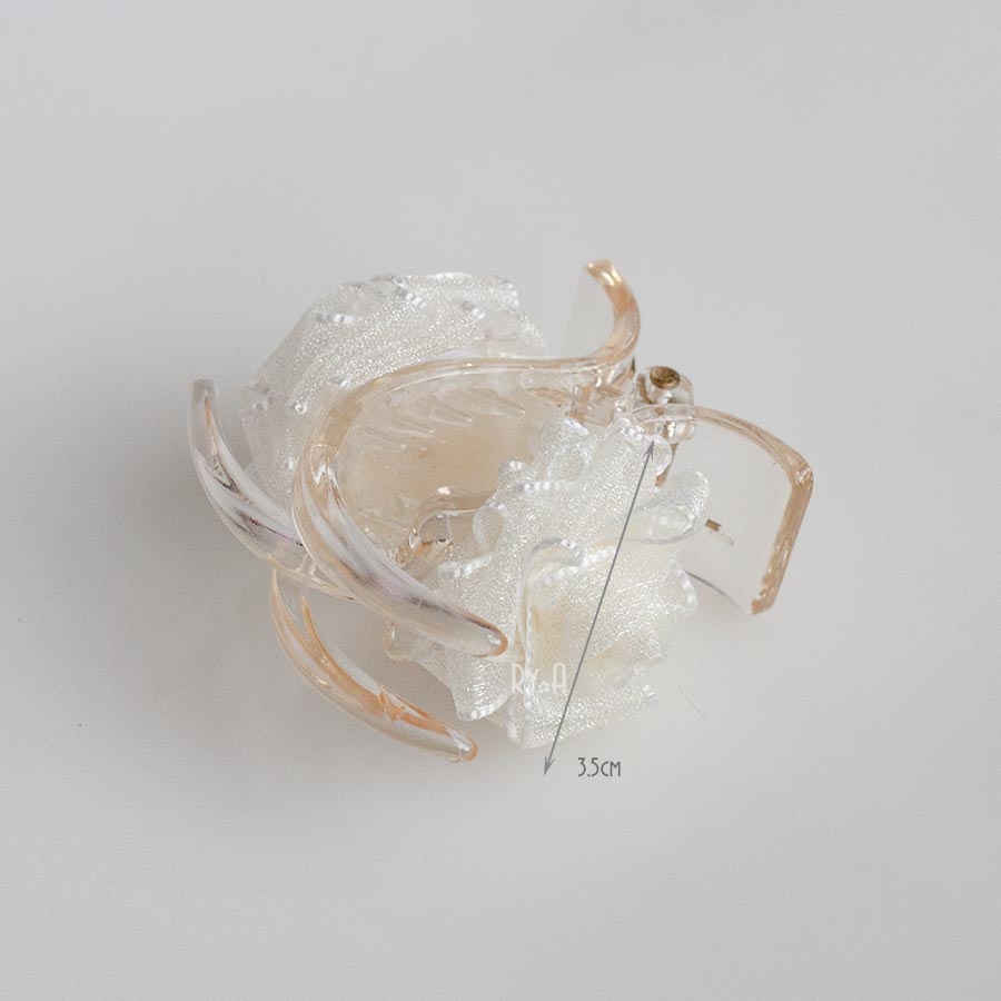 Kẹp tóc càng cua 3 răng hoa hồng voan RYA 71442