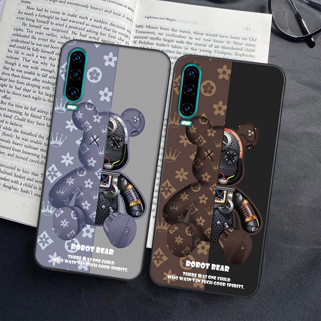 Ốp lưng Huawei P30 in hình Gấu nâu - hồng, Gấu Be@rick  cực CUTE, DỄ THƯƠNG