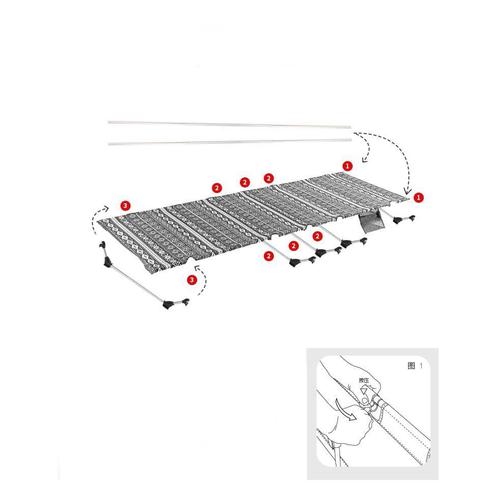 Giường xếp gấp gọn dã ngoại thổ cẩm